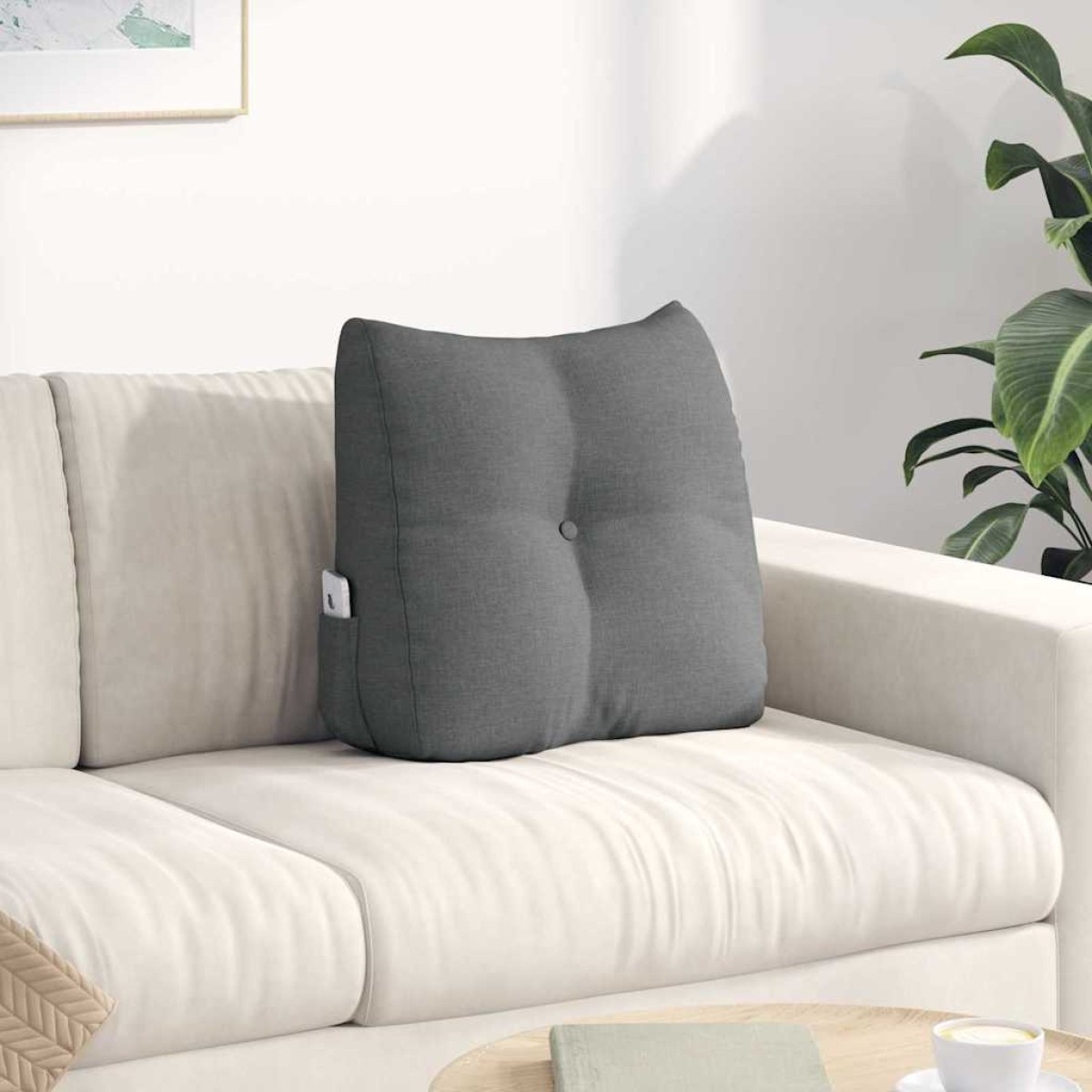 vidaXL Μαξιλάρι Πλάτης Σκούρο Γκρι 45 x 24 x 50 εκ ύφασμα