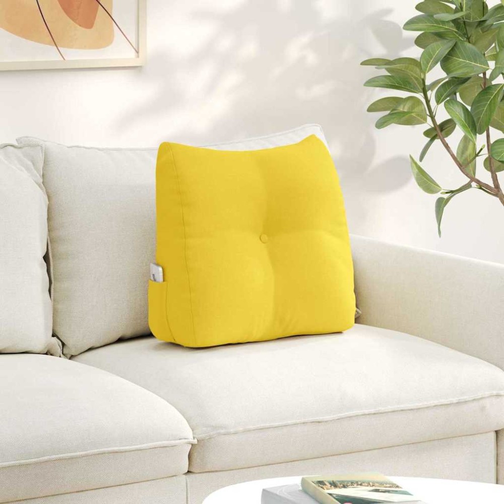 vidaXL Μαξιλάρι Πλάτης Απαλό Κίτρινο 45 x 24 x 50 εκ ύφασμα