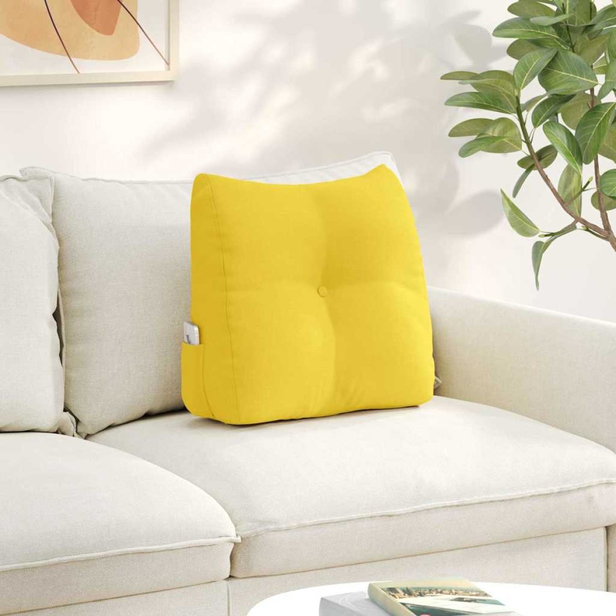 vidaXL Μαξιλάρι Πλάτης Απαλό Κίτρινο 45 x 24 x 50 εκ ύφασμα