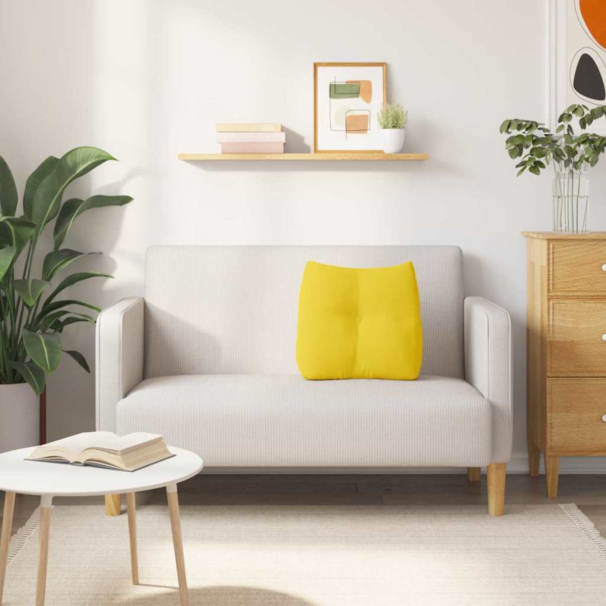 vidaXL Μαξιλάρι Πλάτης Απαλό Κίτρινο 45 x 24 x 50 εκ ύφασμα