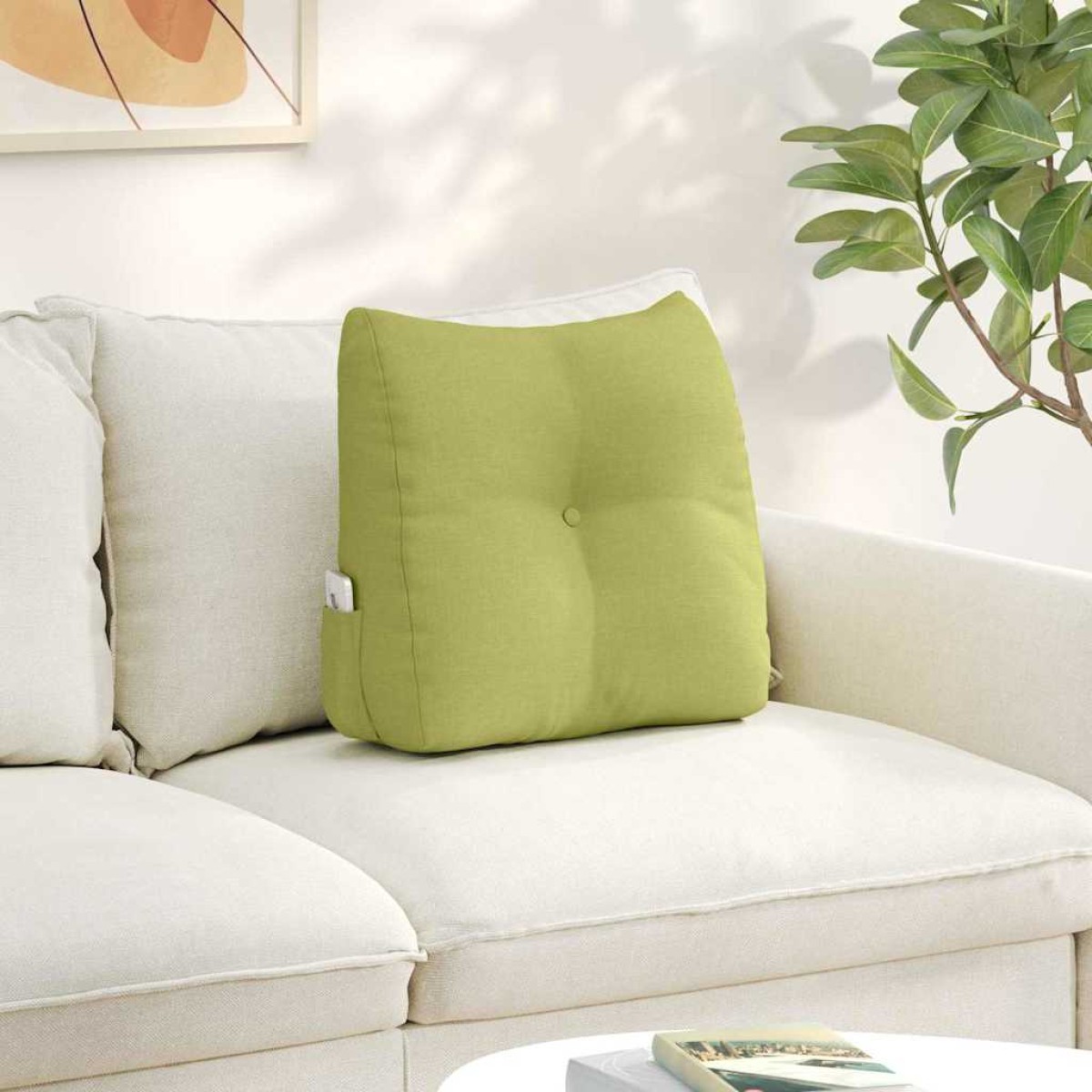 vidaXL Μαξιλάρι Πλάτης Ανοιχτό Πράσινο 45 x 24 x 50 εκ ύφασμα