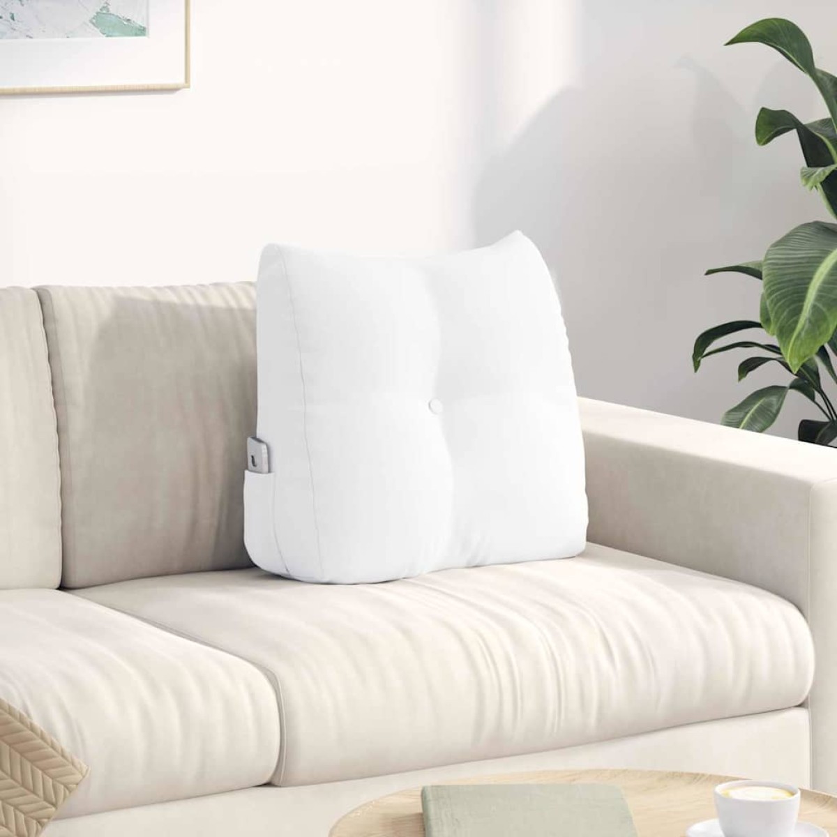 vidaXL Μαξιλάρι Πλάτης Λευκό 45 x 24 x 50 εκ ύφασμα
