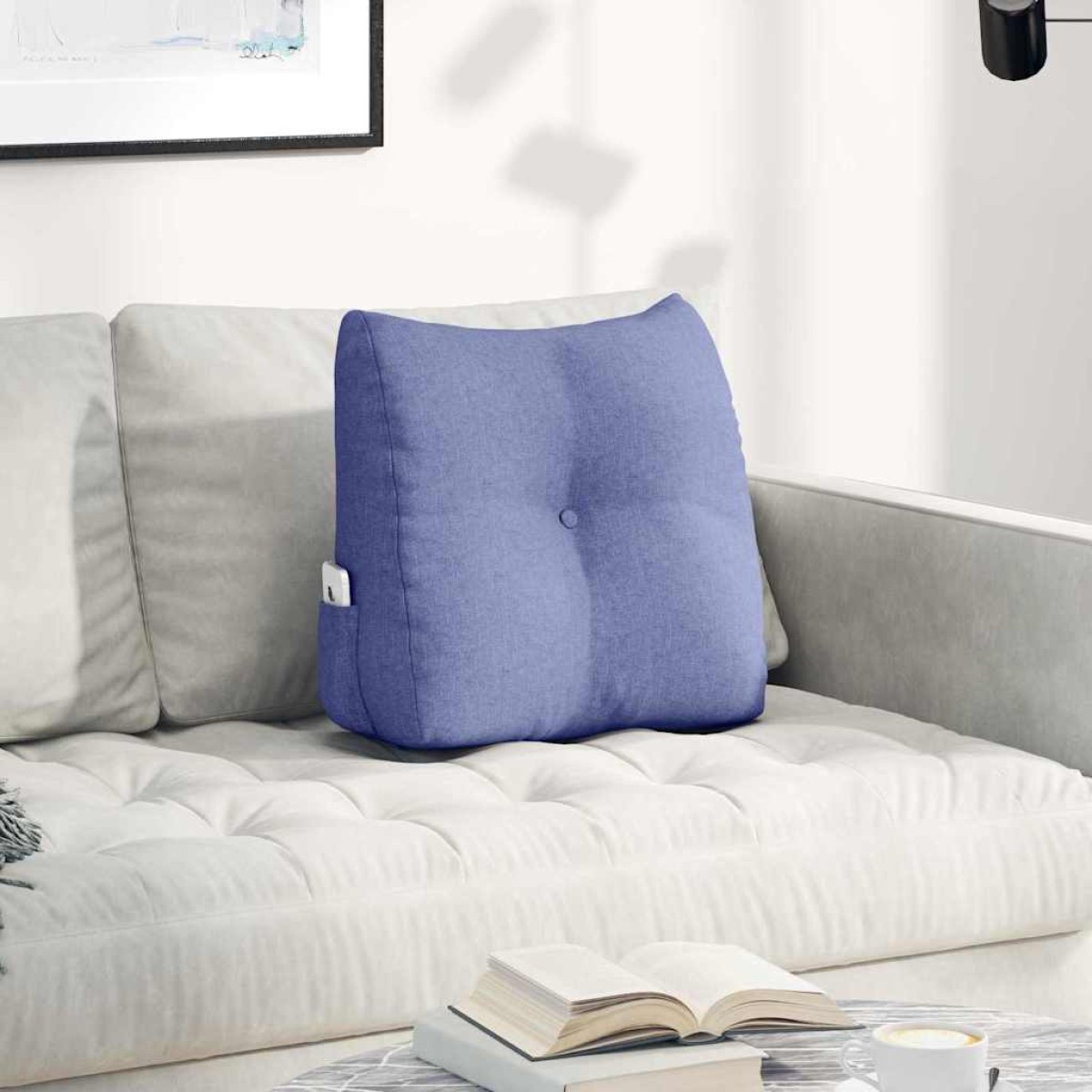 vidaXL Μαξιλάρι Πλάτης Μπλε τζην 45 x 24 x 50 εκ ύφασμα
