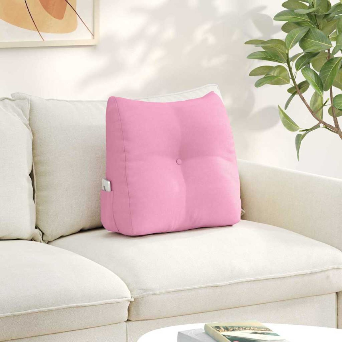 vidaXL Μαξιλάρι Πλάτης Ροζ 45 x 24 x 50 εκ ύφασμα