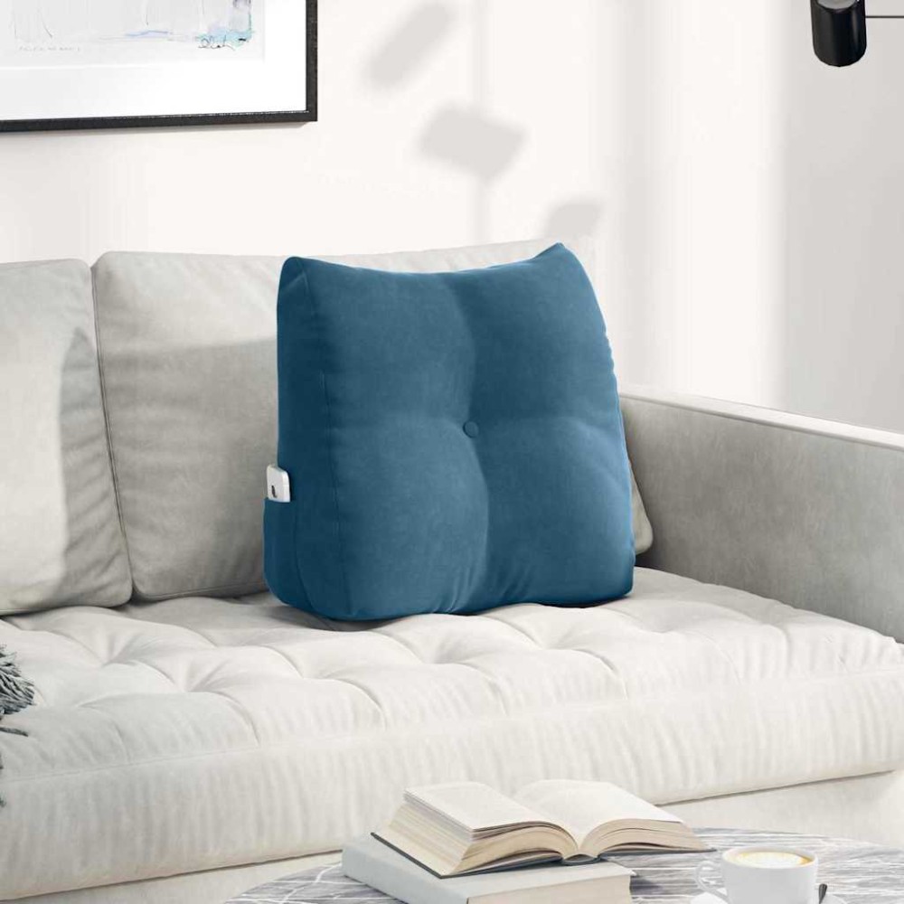 vidaXL Μαξιλάρι Πλάτης Μπλε 45 x 24 x 50 εκ Βελούδο