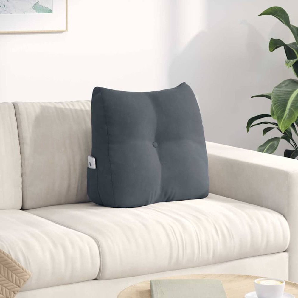 vidaXL Μαξιλάρι Πλάτης Σκούρο Γκρι 45 x 24 x 50 εκ Βελούδο