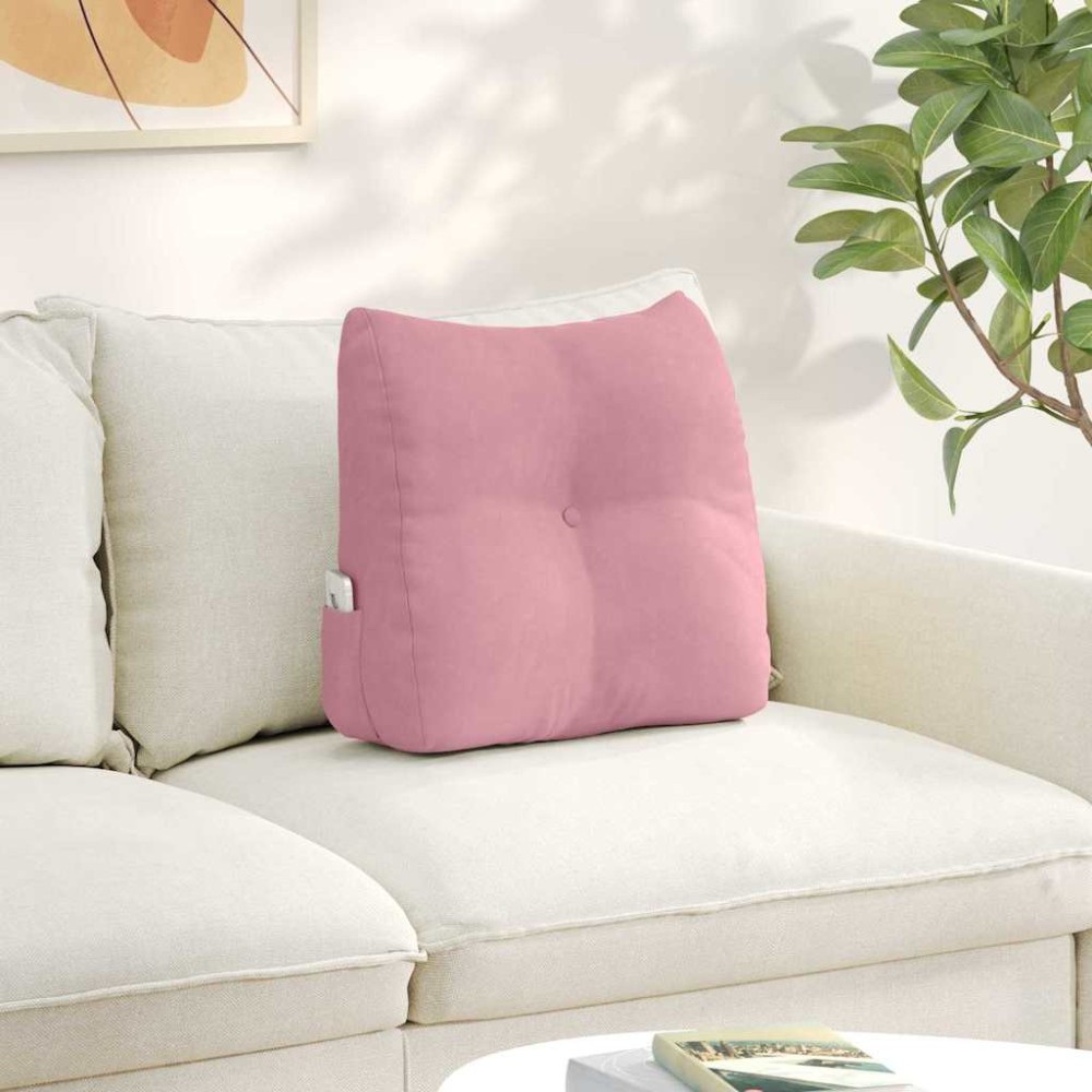 vidaXL Μαξιλάρι Πλάτης Ροζ 45 x 24 x 50 εκ Βελούδο