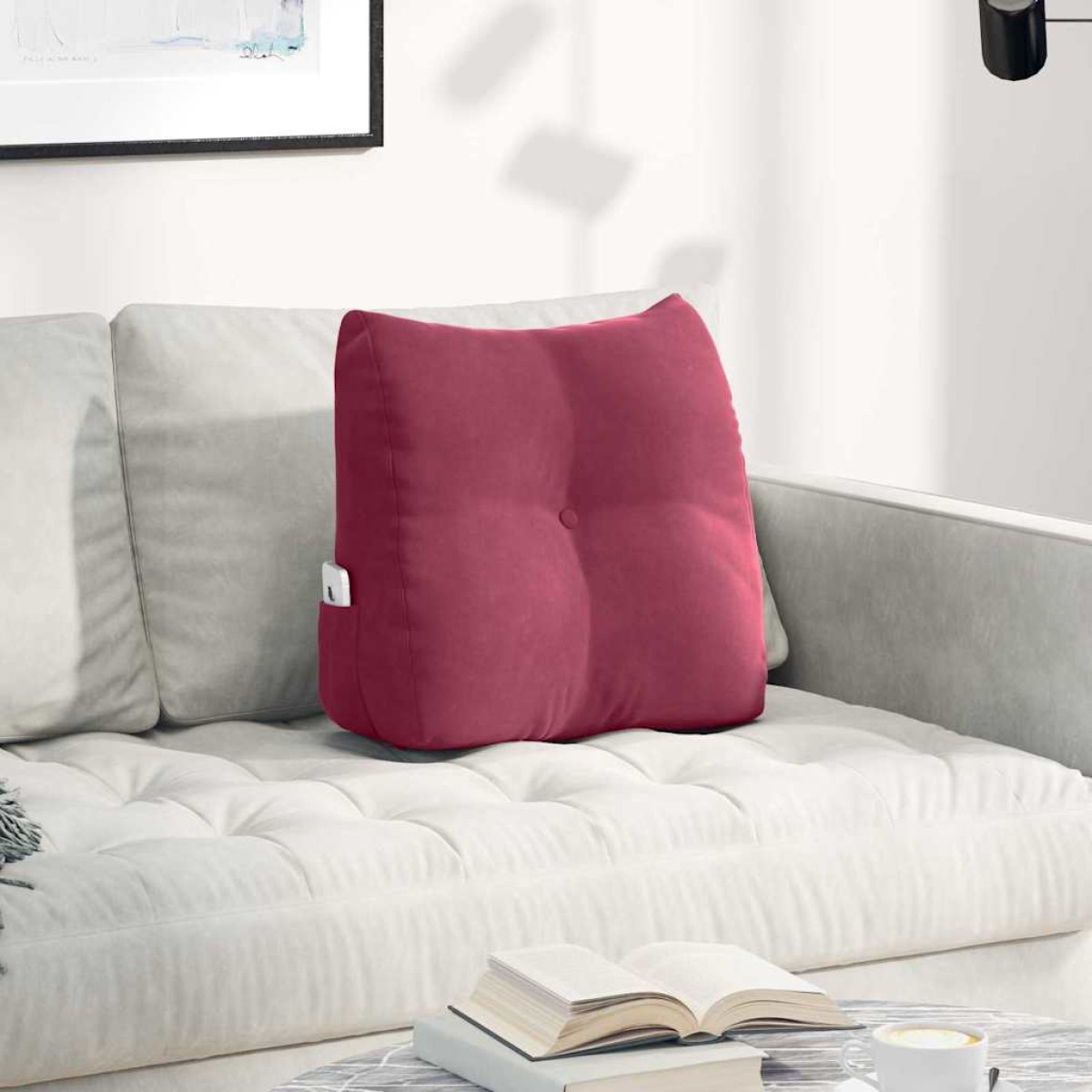 vidaXL Μαξιλάρι Πλάτης Κόκκινο 45 x 24 x 50 εκ Βελούδο