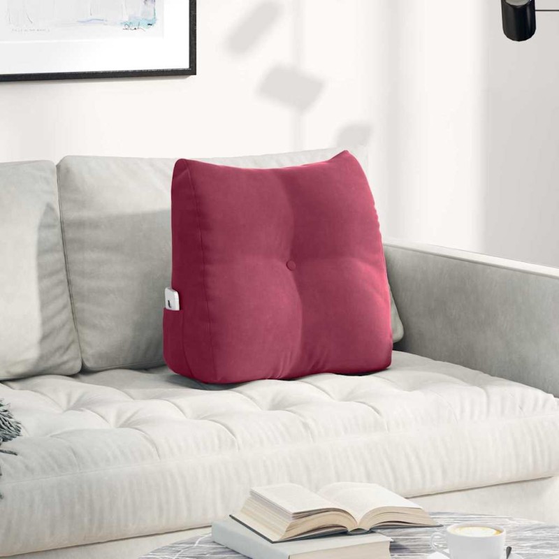 vidaXL Μαξιλάρι Πλάτης Κόκκινο 45 x 24 x 50 εκ Βελούδο