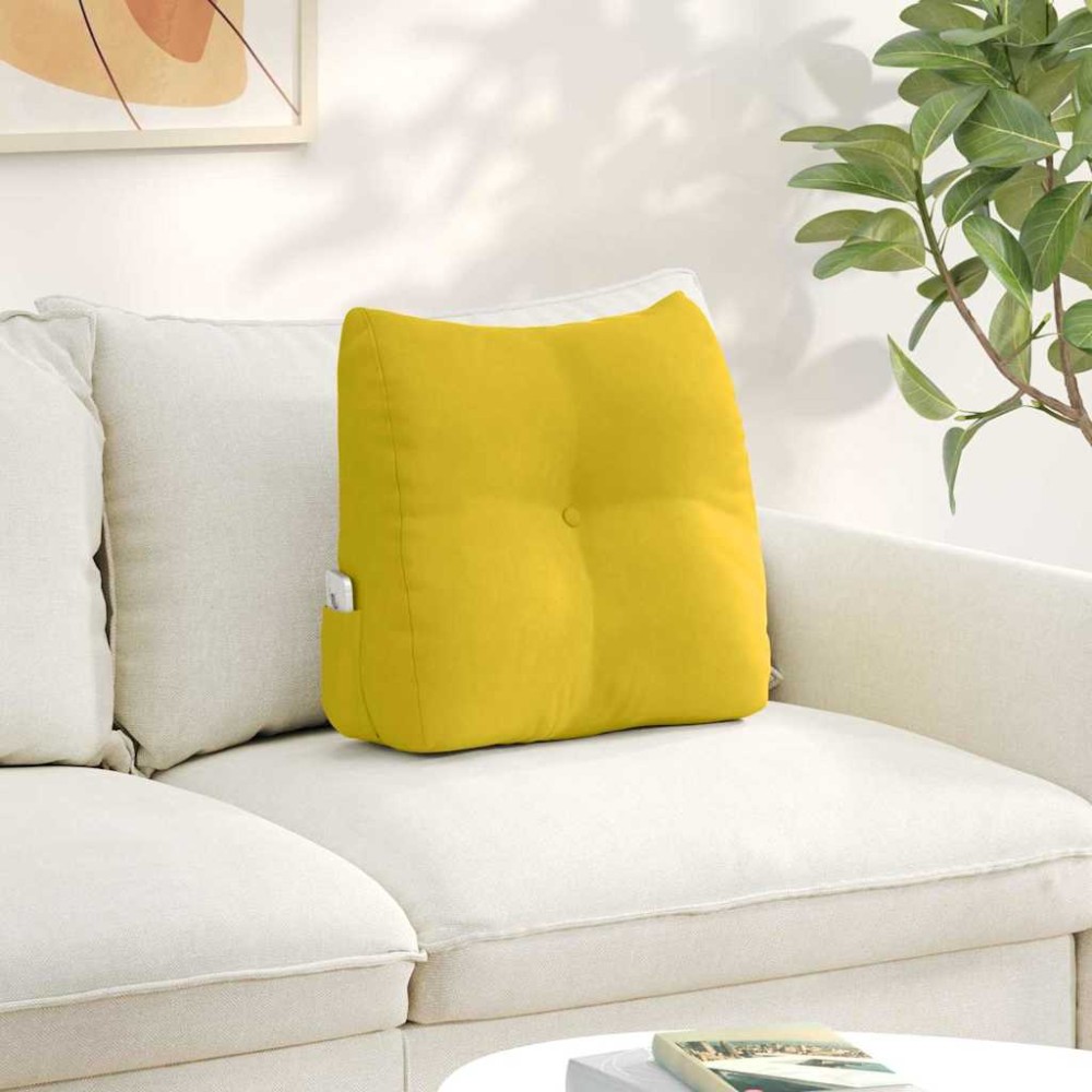 vidaXL Μαξιλάρι Πλάτης Κίτρινο 45 x 24 x 50 εκ Βελούδο