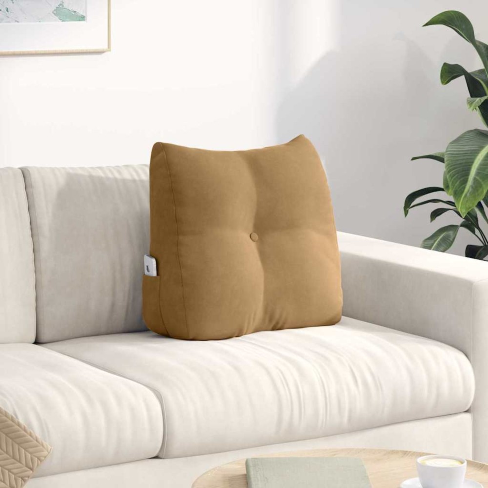 vidaXL Μαξιλάρι Πλάτης Καφέ 45 x 24 x 50 εκ Βελούδο