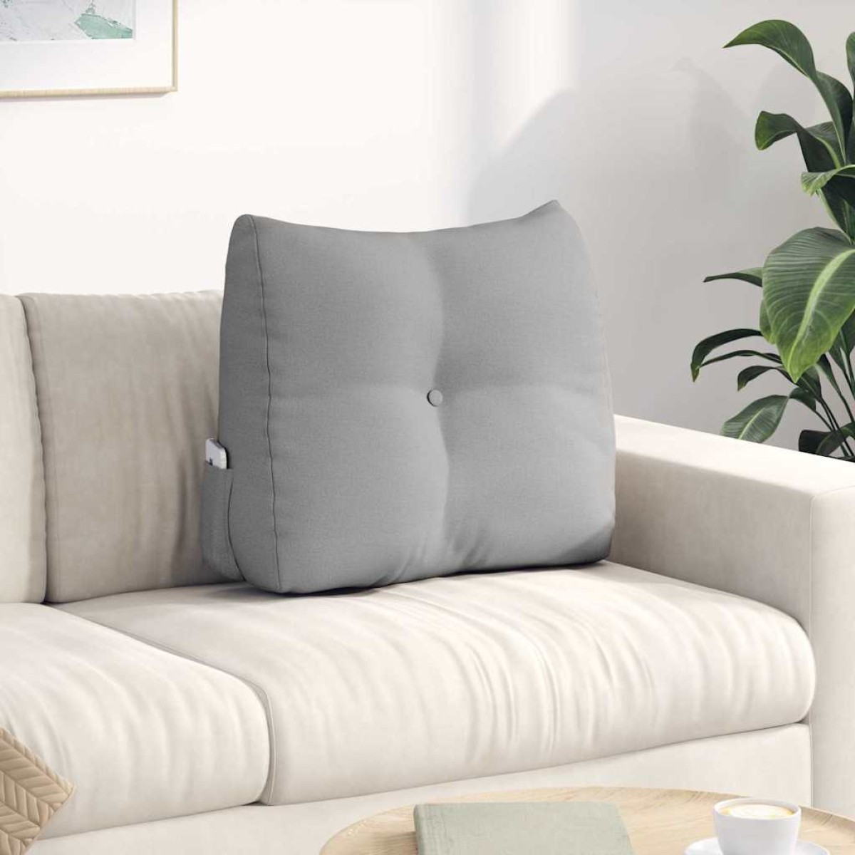 vidaXL Μαξιλάρι Πλάτης Σκίουρος Γκρί 60 x 24 x 50 εκ ύφασμα