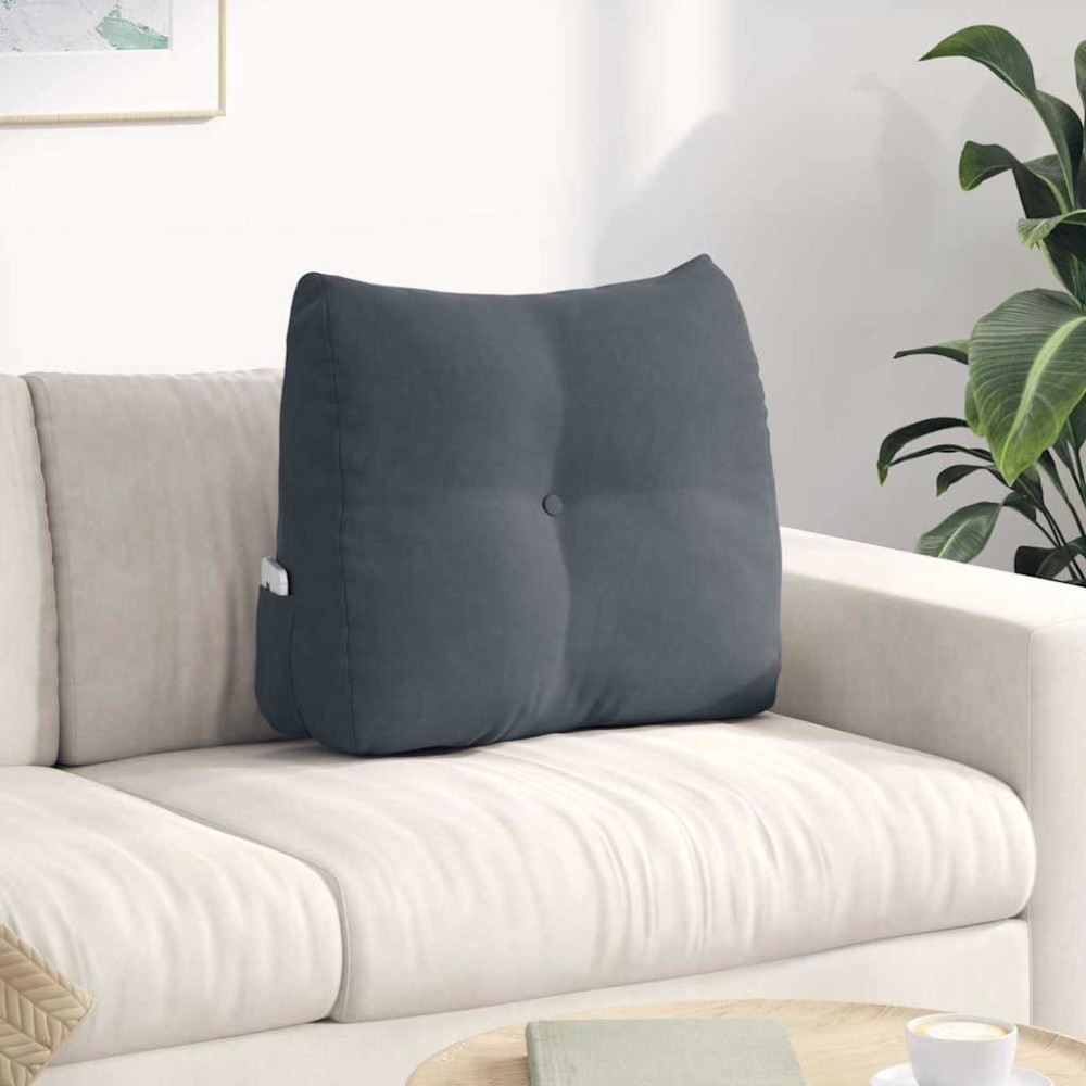 vidaXL Μαξιλάρι Πλάτης Σκούρο Γκρι 60 x 24 x 50 εκ Βελούδο