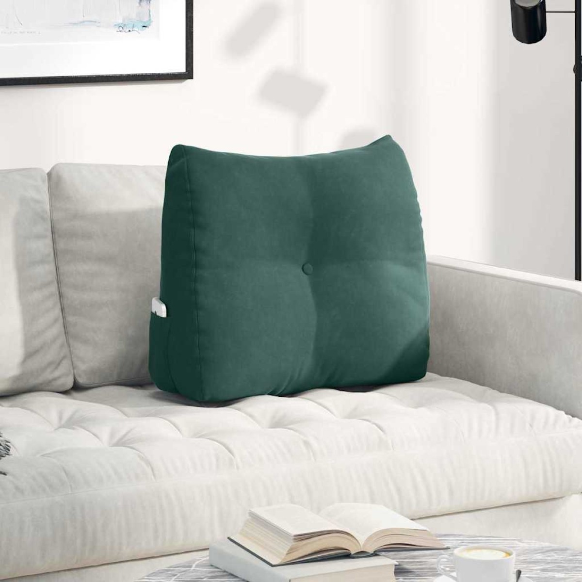 vidaXL Μαξιλάρι Πλάτης Σκούρο Πράσινο 60 x 24 x 50 εκ Βελούδο