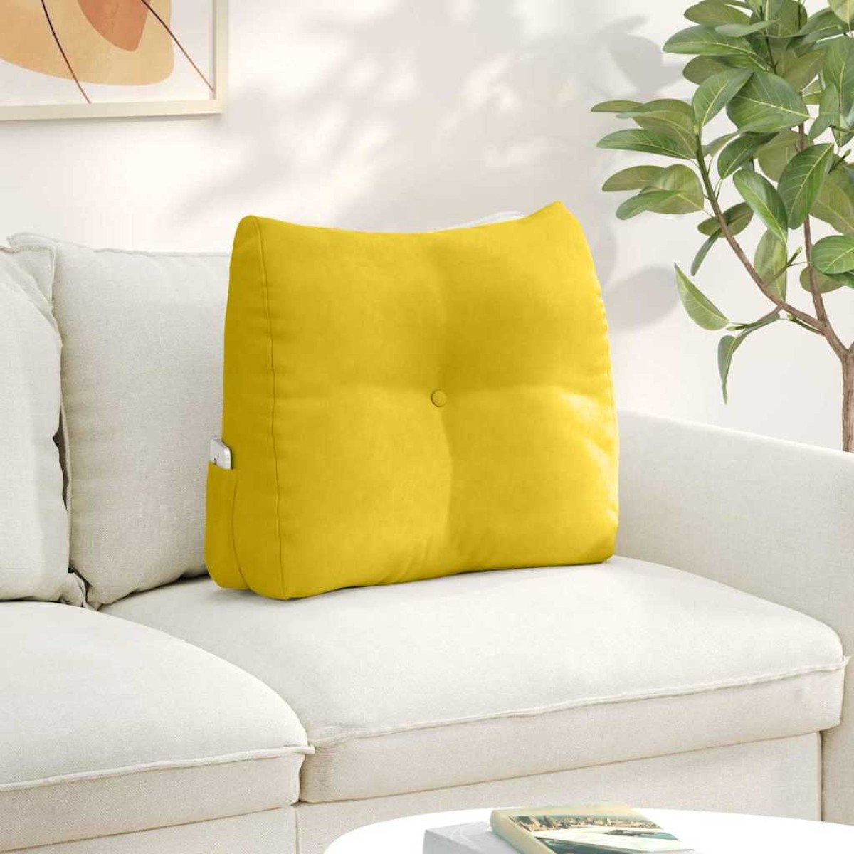 vidaXL Μαξιλάρι Πλάτης Κίτρινο 60 x 24 x 50 εκ Βελούδο