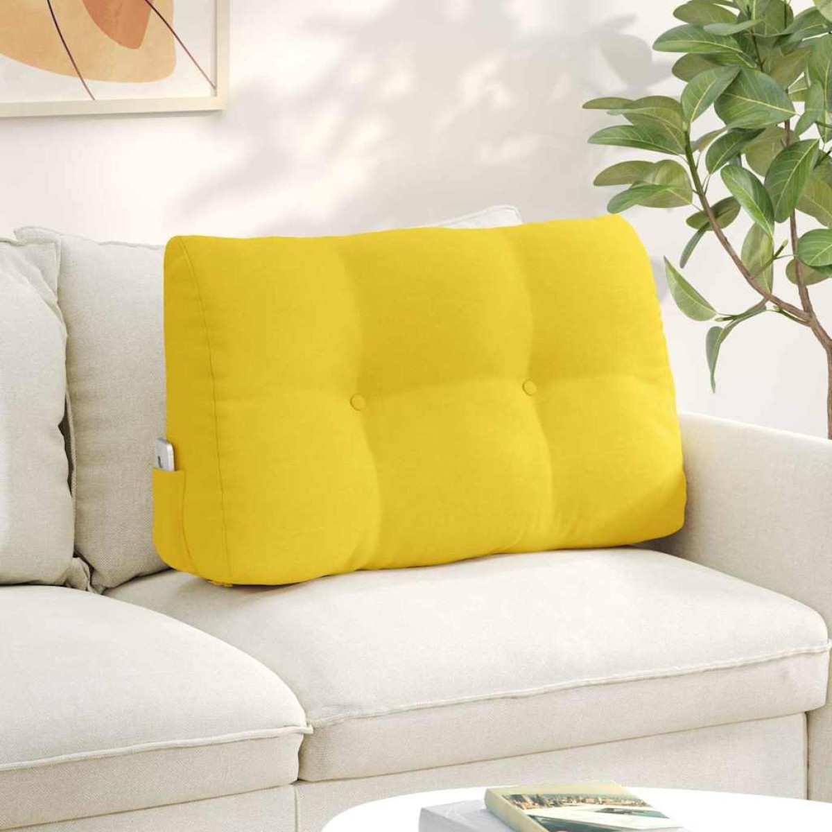 vidaXL Μαξιλάρι Πλάτης Απαλό Κίτρινο 80 x 24 x 50 εκ ύφασμα