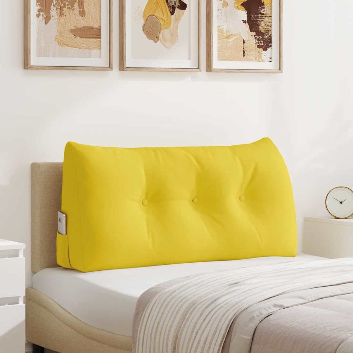 vidaXL Μαξιλάρι Πλάτης Απαλό Κίτρινο 100 x 24 x 50 εκ ύφασμα