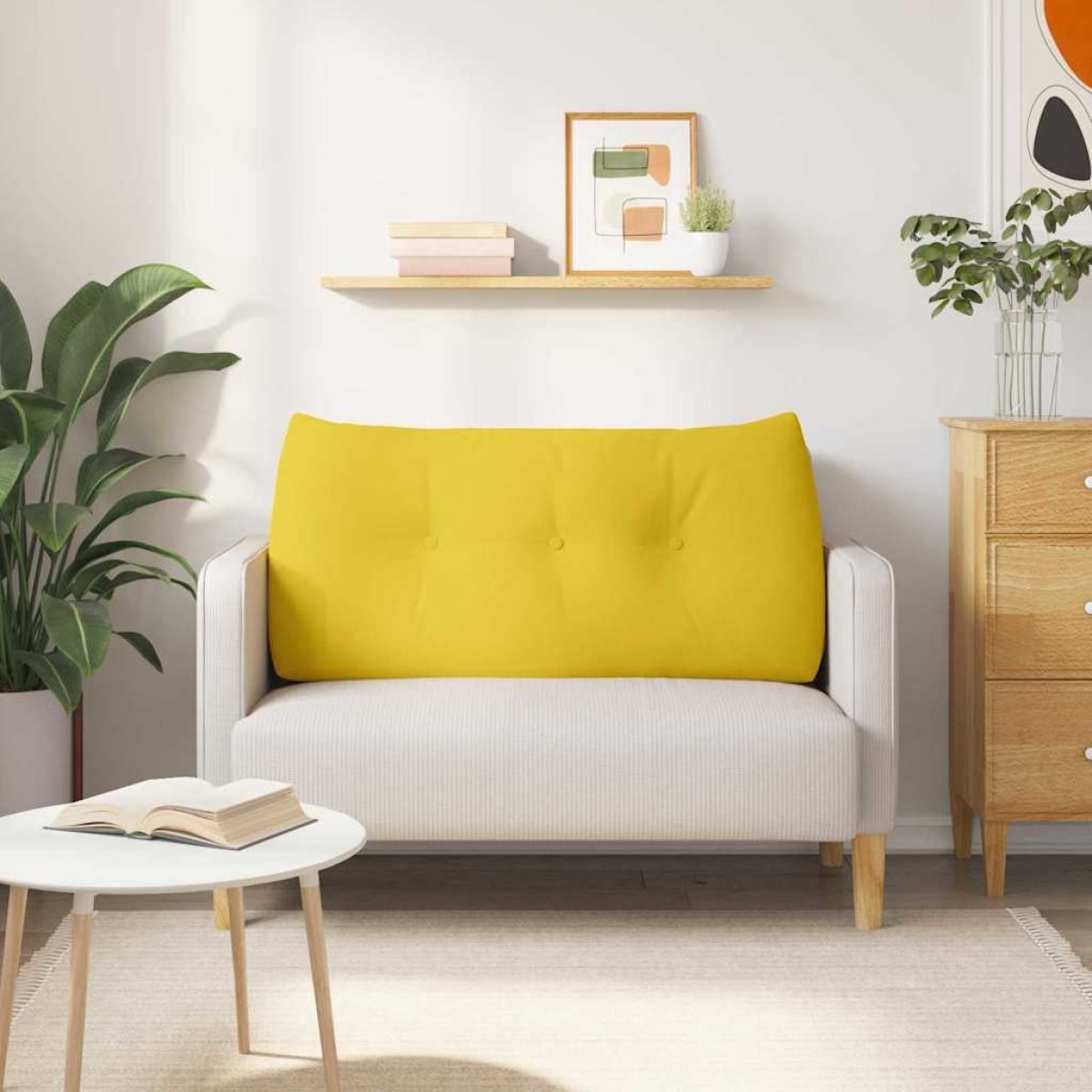 vidaXL Μαξιλάρι Πλάτης Απαλό Κίτρινο 100 x 24 x 50 εκ ύφασμα
