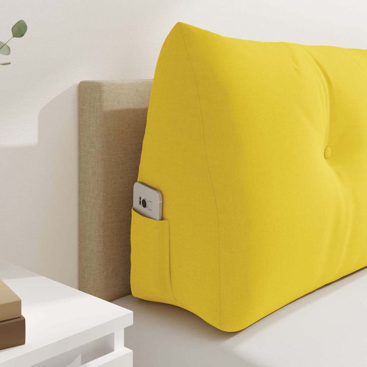 vidaXL Μαξιλάρι Πλάτης Απαλό Κίτρινο 100 x 24 x 50 εκ ύφασμα