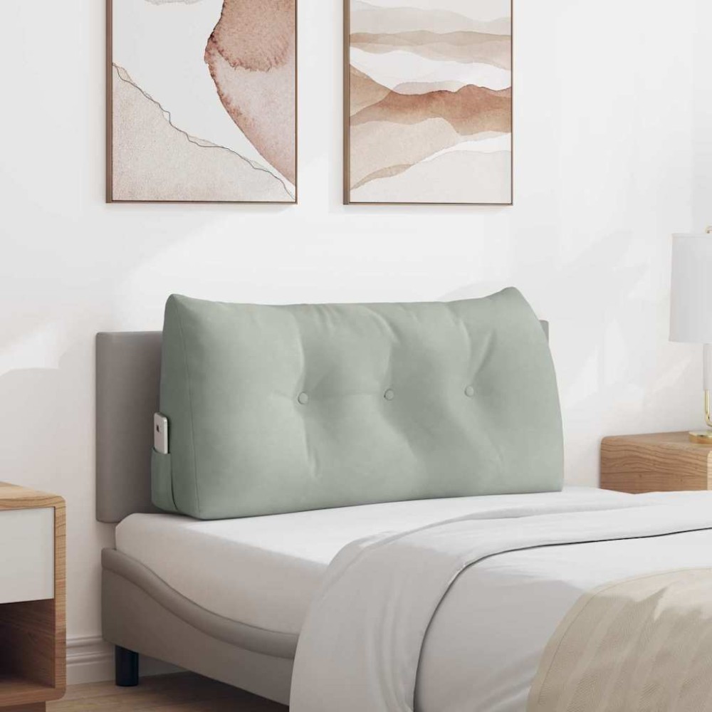 vidaXL Μαξιλάρι Πλάτης Ανοιχτό γκρι 100 x 24 x 50 εκ Βελούδο