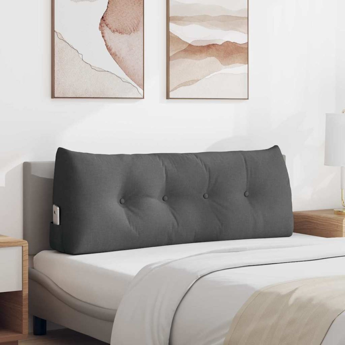vidaXL Μαξιλάρι Πλάτης Σκούρο Γκρι 120 x 24 x 50 εκ ύφασμα