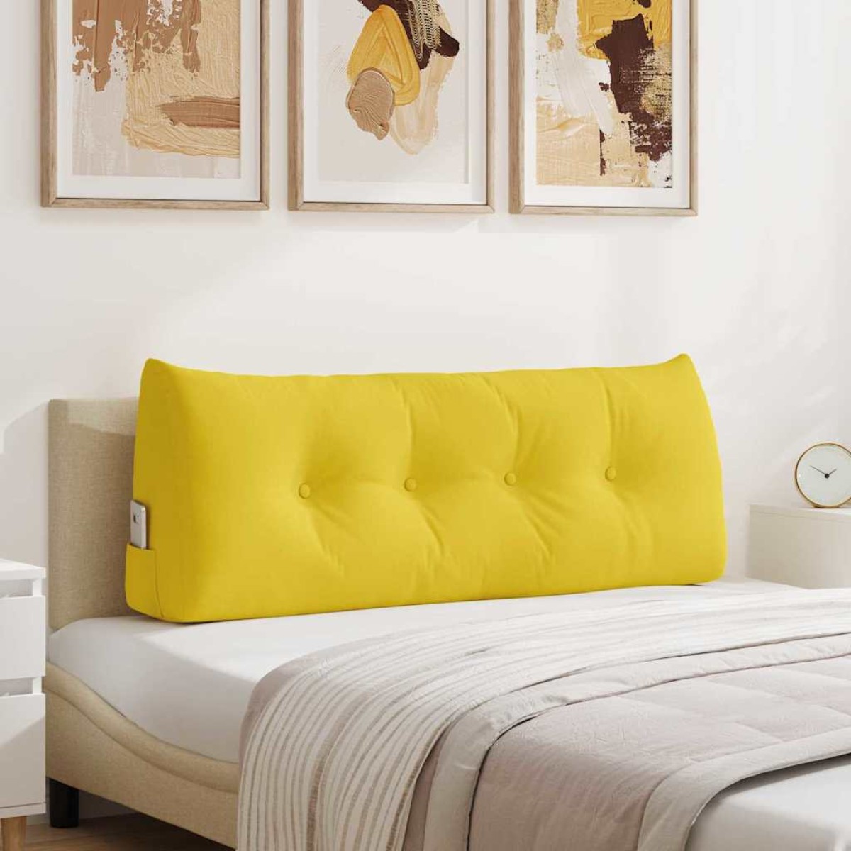 vidaXL Μαξιλάρι Πλάτης Απαλό Κίτρινο 120 x 24 x 50 εκ ύφασμα