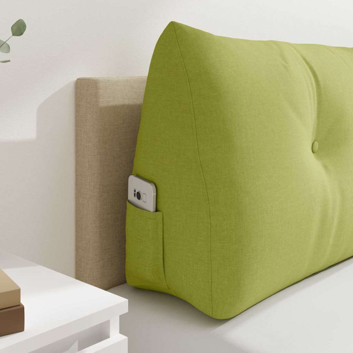 vidaXL Μαξιλάρι Πλάτης Ανοιχτό Πράσινο 120 x 24 x 50 εκ ύφασμα