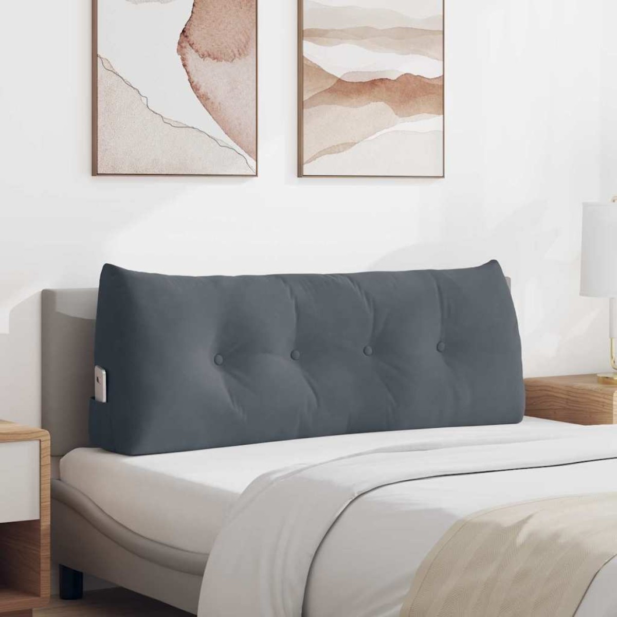 vidaXL Μαξιλάρι Πλάτης Σκούρο Γκρι 120 x 24 x 50 εκ Βελούδο