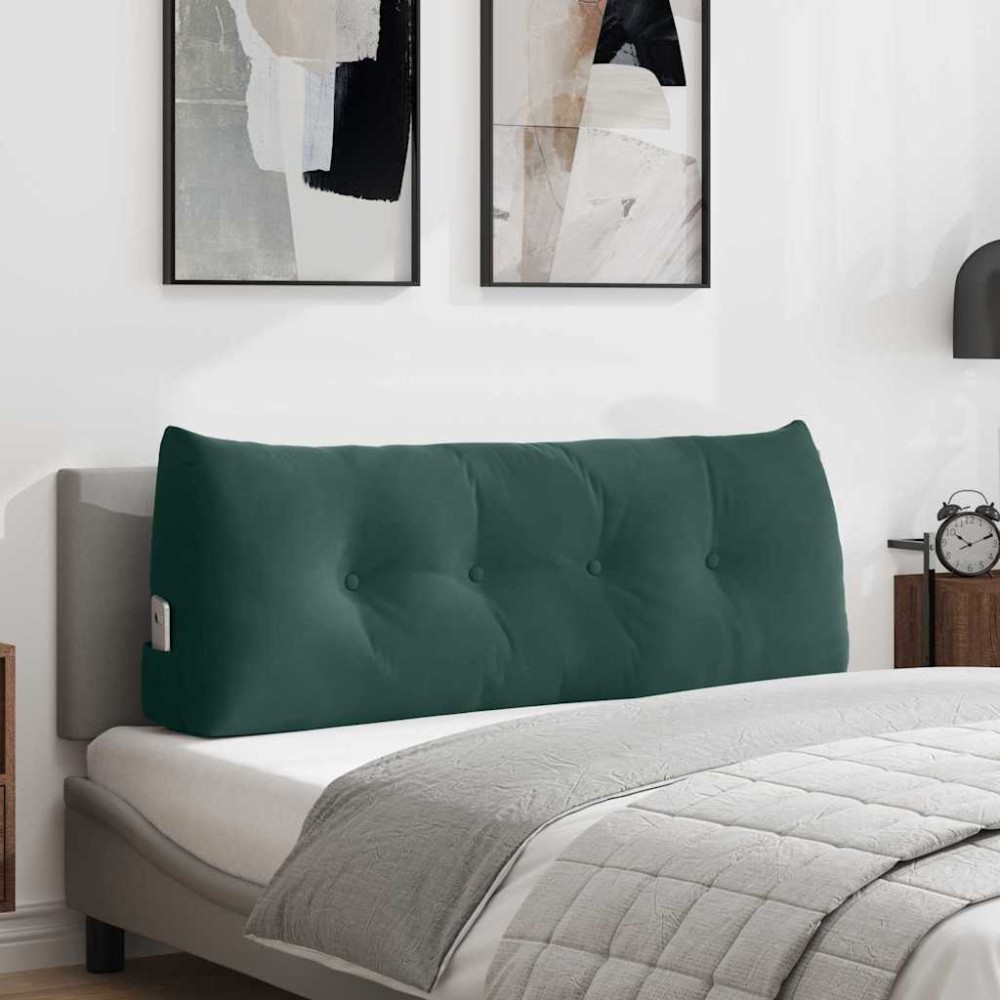 vidaXL Μαξιλάρι Πλάτης Σκούρο Πράσινο 120 x 24 x 50 εκ Βελούδο