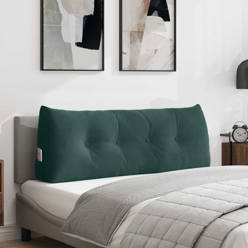 vidaXL Μαξιλάρι Πλάτης Σκούρο Πράσινο 120 x 24 x 50 εκ Βελούδο