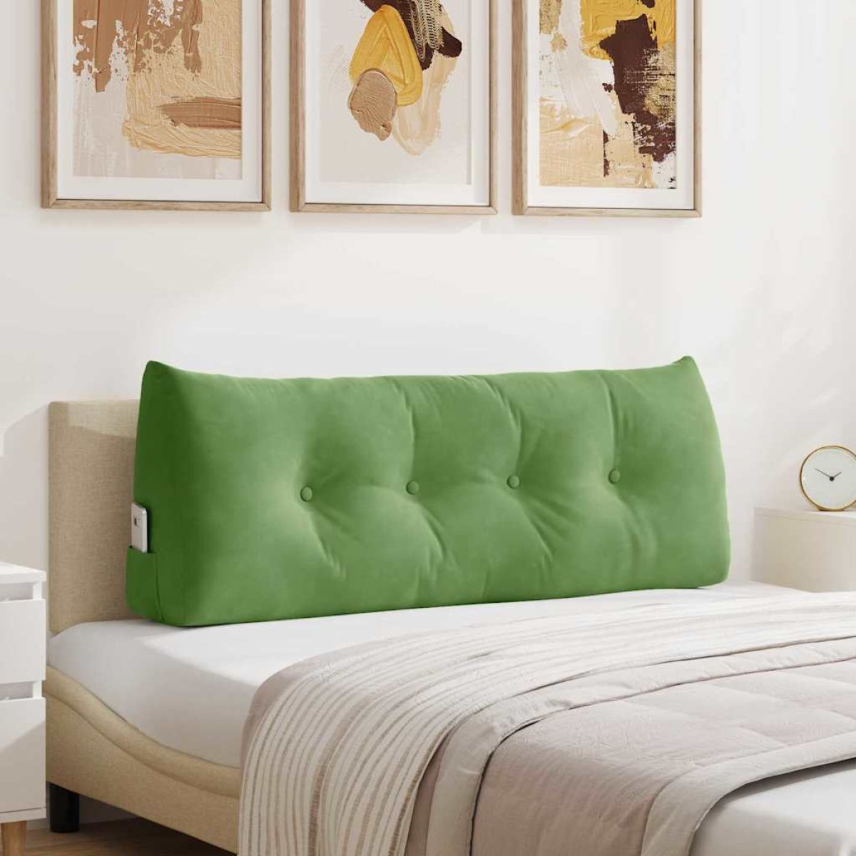 vidaXL Μαξιλάρι Πλάτης Ανοιχτό Πράσινο 120 x 24 x 50 εκ Βελούδο