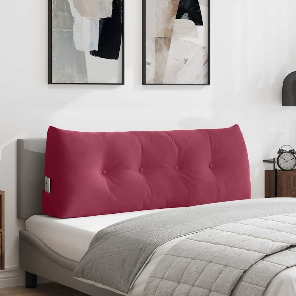 vidaXL Μαξιλάρι Πλάτης Κόκκινο 120 x 24 x 50 εκ Βελούδο