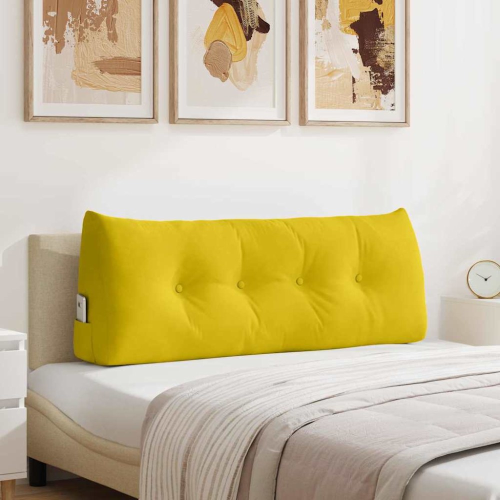 vidaXL Μαξιλάρι Πλάτης Κίτρινο 120 x 24 x 50 εκ Βελούδο