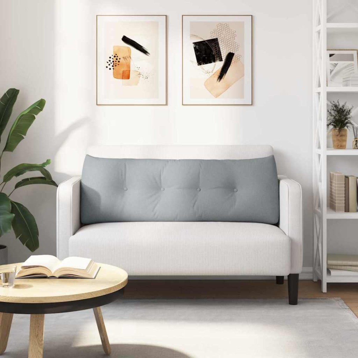 vidaXL Μαξιλάρι Πλάτης Ανοιχτό γκρι 140 x 24 x 50 εκ ύφασμα