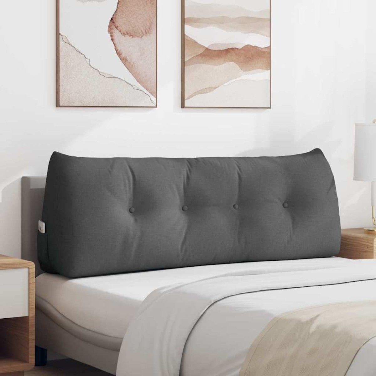 vidaXL Μαξιλάρι Πλάτης Σκούρο Γκρι 140 x 24 x 50 εκ ύφασμα