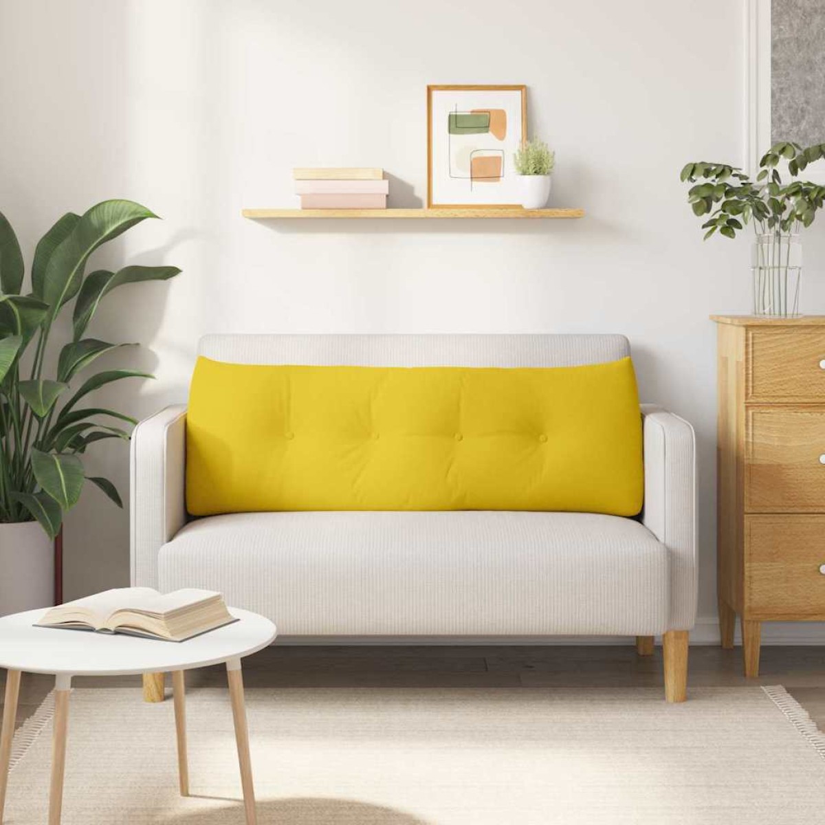vidaXL Μαξιλάρι Πλάτης Απαλό Κίτρινο 140 x 24 x 50 εκ ύφασμα
