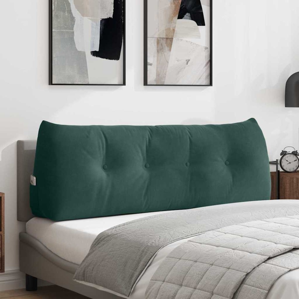 vidaXL Μαξιλάρι Πλάτης Σκούρο Πράσινο 140 x 24 x 50 εκ Βελούδο