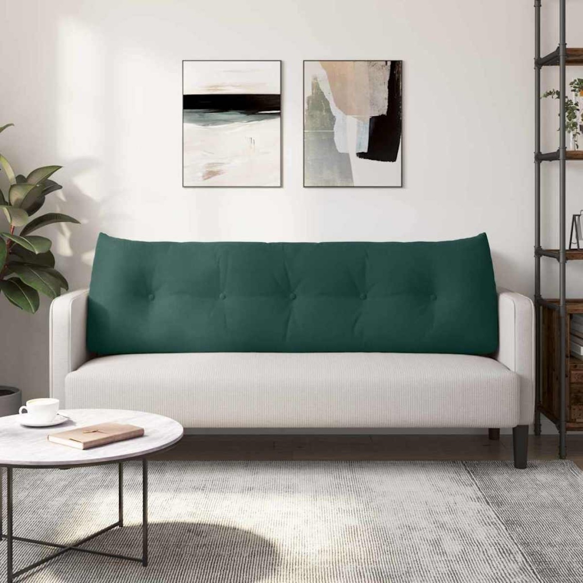 vidaXL Μαξιλάρι Πλάτης Σκούρο Πράσινο 160 x 24 x 50 εκ Βελούδο