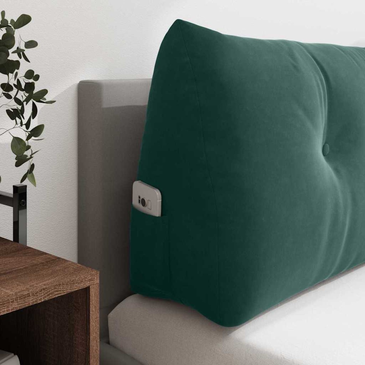 vidaXL Μαξιλάρι Πλάτης Σκούρο Πράσινο 160 x 24 x 50 εκ Βελούδο