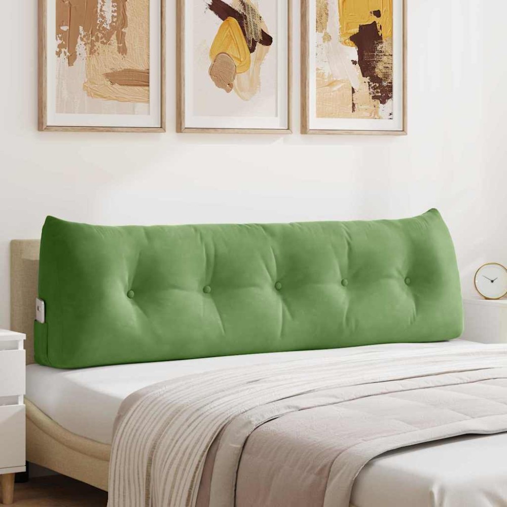 vidaXL Μαξιλάρι Πλάτης Ανοιχτό Πράσινο 160 x 24 x 50 εκ Βελούδο
