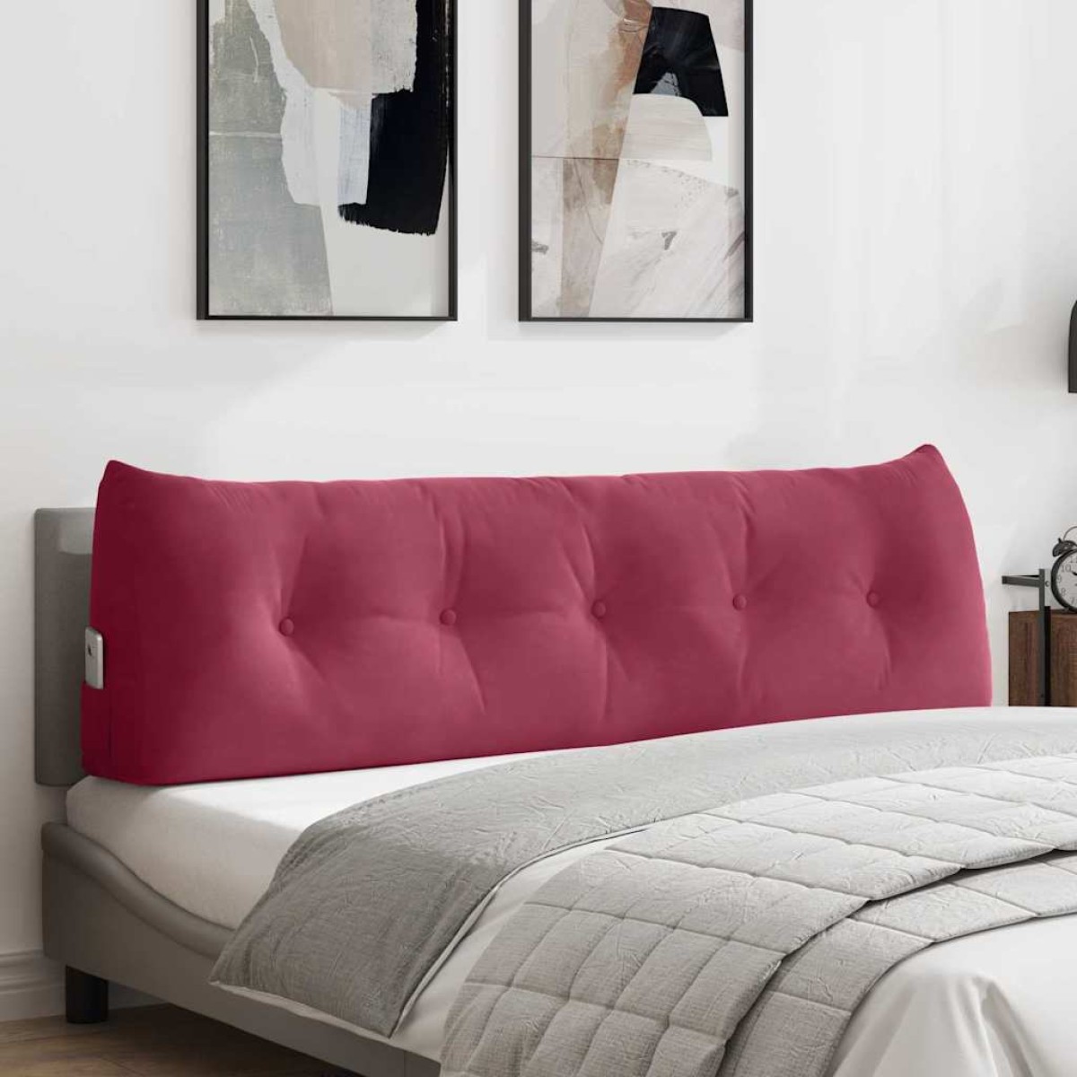 vidaXL Μαξιλάρι Πλάτης Κόκκινο 160 x 24 x 50 εκ Βελούδο