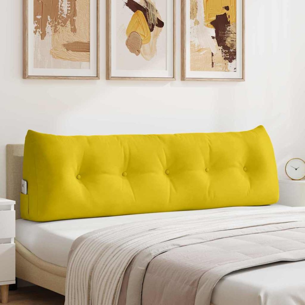 vidaXL Μαξιλάρι Πλάτης Κίτρινο 160 x 24 x 50 εκ Βελούδο