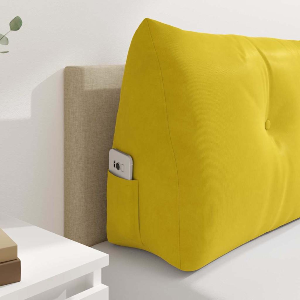 vidaXL Μαξιλάρι Πλάτης Κίτρινο 160 x 24 x 50 εκ Βελούδο