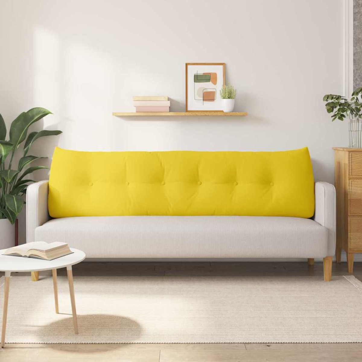 vidaXL Μαξιλάρι Πλάτης Απαλό Κίτρινο 180 x 24 x 50 εκ ύφασμα