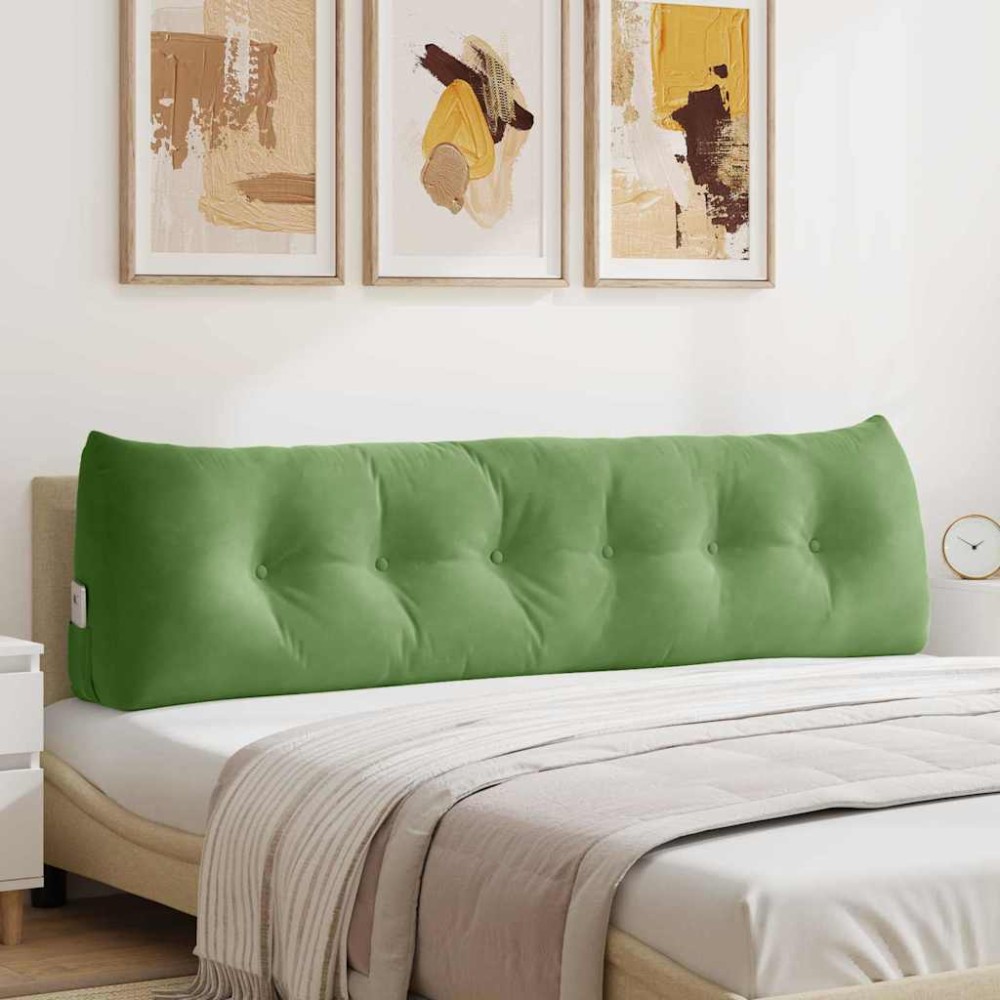 vidaXL Μαξιλάρι Πλάτης Ανοιχτό Πράσινο 180 x 24 x 50 εκ Βελούδο