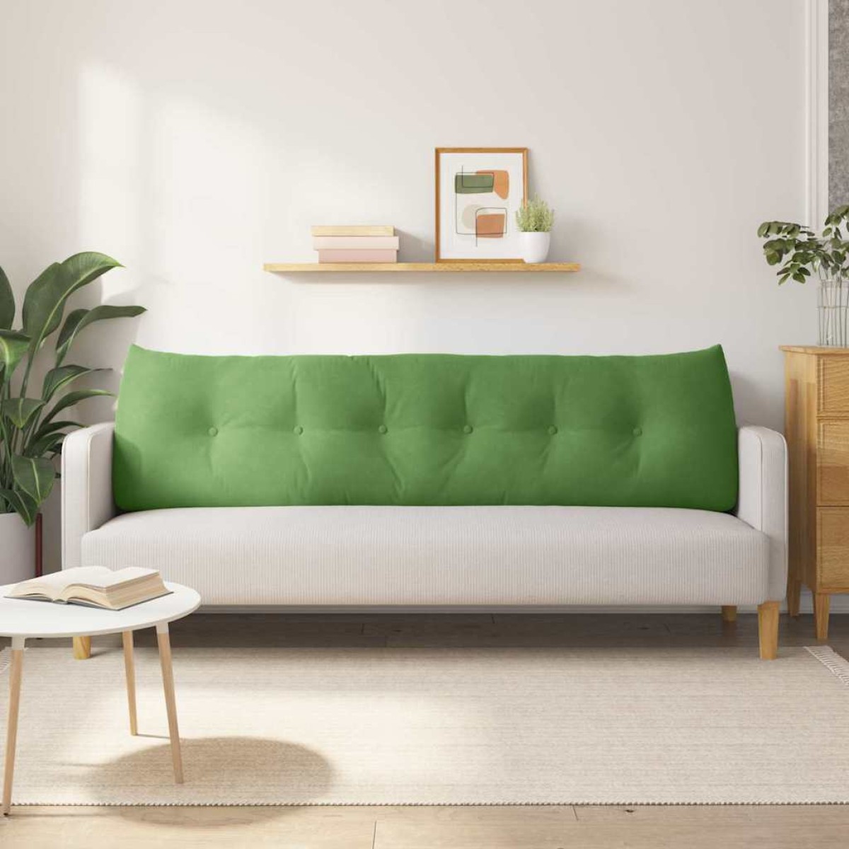 vidaXL Μαξιλάρι Πλάτης Ανοιχτό Πράσινο 180 x 24 x 50 εκ Βελούδο