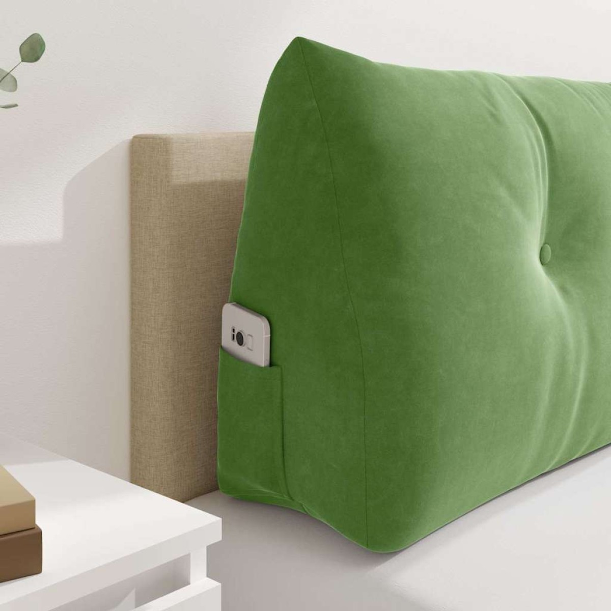 vidaXL Μαξιλάρι Πλάτης Ανοιχτό Πράσινο 180 x 24 x 50 εκ Βελούδο