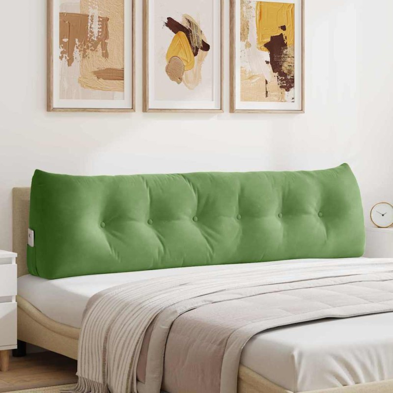 vidaXL Μαξιλάρι Πλάτης Ανοιχτό Πράσινο 180 x 24 x 50 εκ Βελούδο