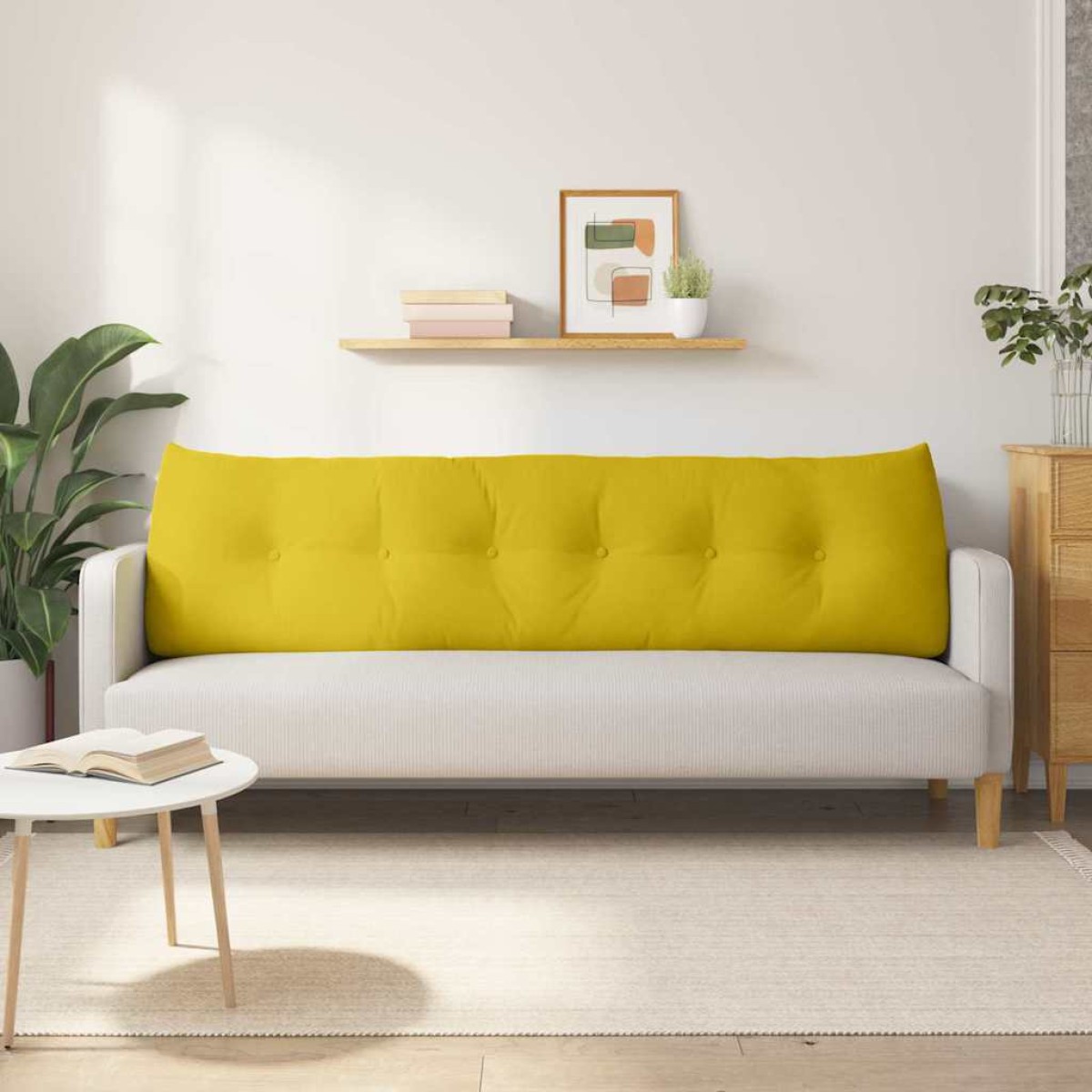 vidaXL Μαξιλάρι Πλάτης Κίτρινο 180 x 24 x 50 εκ Βελούδο