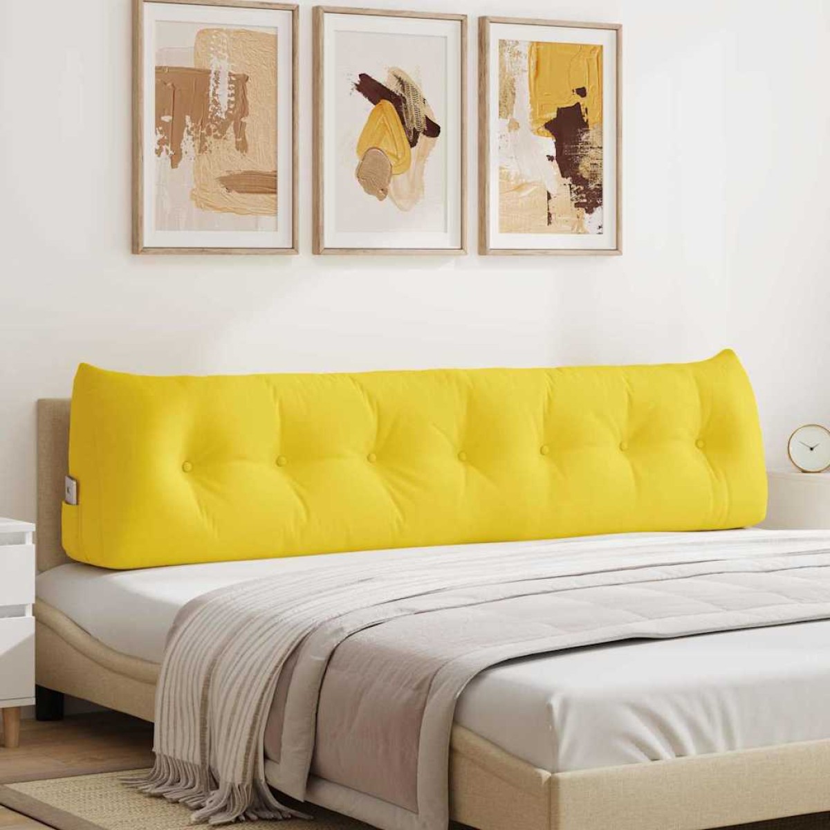 vidaXL Μαξιλάρι Πλάτης Απαλό Κίτρινο 200 x 24 x 50 εκ ύφασμα